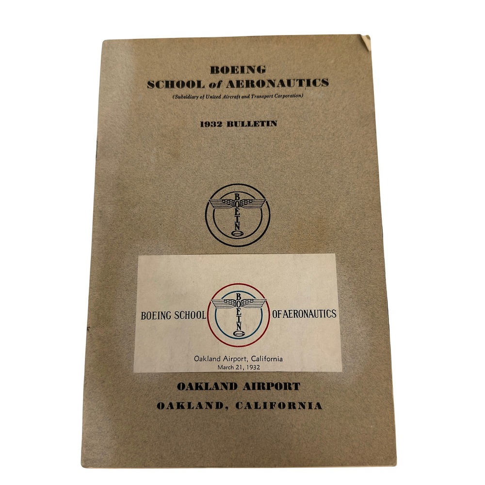 Vintage 1932 Boeing School of Aeronautics Bulletin Oakland Airport CA Ephemera